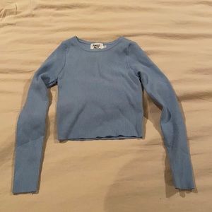 Blue Long Sleeved Crop Top